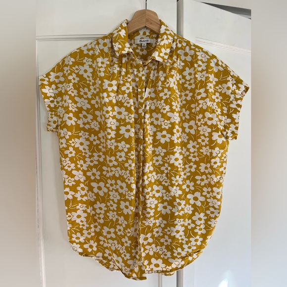 Madewell Tops - Madewell Hilltop Button-down Short Sleeve Top - Floral Yellow - Size X-Small